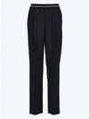 Logo Waistband Virgin Wool Straight Pants Black - MIU MIU - BALAAN 2