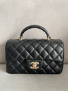 New Mini Top Handle Flap Bag Lambskin Black Gold Shamgol AS2431 - CHANEL - BALAAN 1