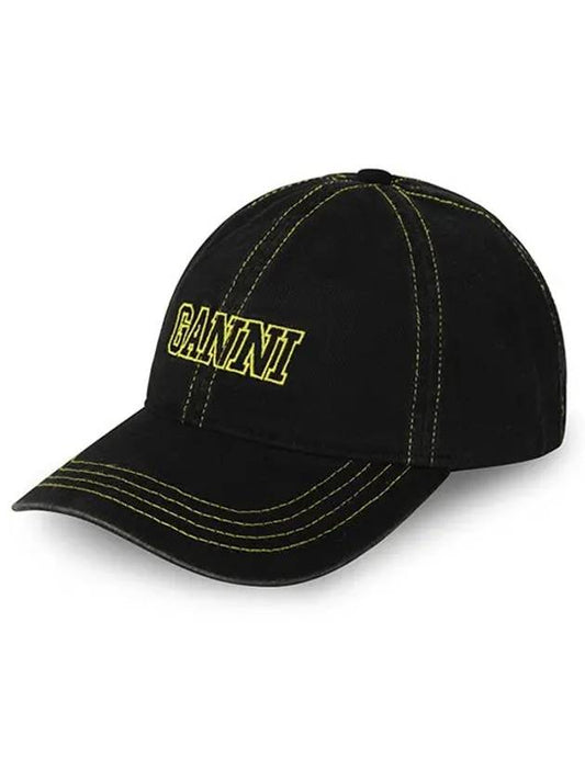 Embroidered Logo Organic Cotton Ball Cap Black - GANNI - BALAAN 2