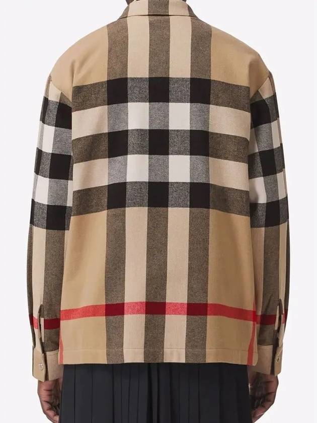 ExaGGerated Check Wool Cotton Overshirt Jacket Archive Beige - BURBERRY - BALAAN 5