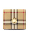 Check Small Leather Half Wallet Beige - BURBERRY - BALAAN 2