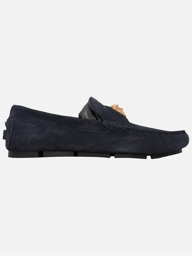 Medusa-embellished moccasins suede driving shoes navy - VERSACE - BALAAN 3