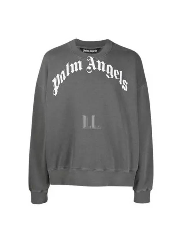 GD Curved Logo Crew Sweatshirt Black - PALM ANGELS - BALAAN 2