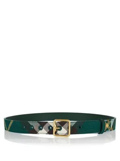 Check Pattern Buckled Leather Belt Green - BURBERRY - BALAAN 2