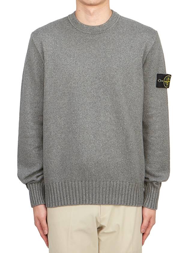 Logo Patch Knit Top Grey - STONE ISLAND - BALAAN 2