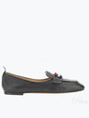 Women's Pebble Grain Leather Flexible Leather Sole 3 Bow Loafer Black - THOM BROWNE - BALAAN 2