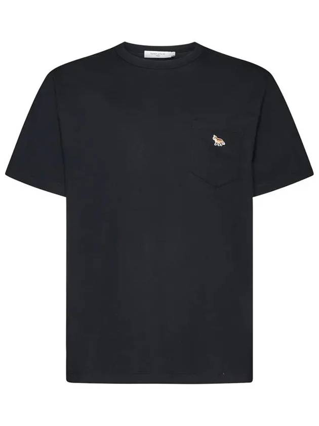 Baby Fox Patch Pocket Short Sleeve T-Shirt Black - MAISON KITSUNE - BALAAN 3