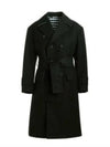 Oversized Belted Trench Coat Black - THOM BROWNE - BALAAN 2