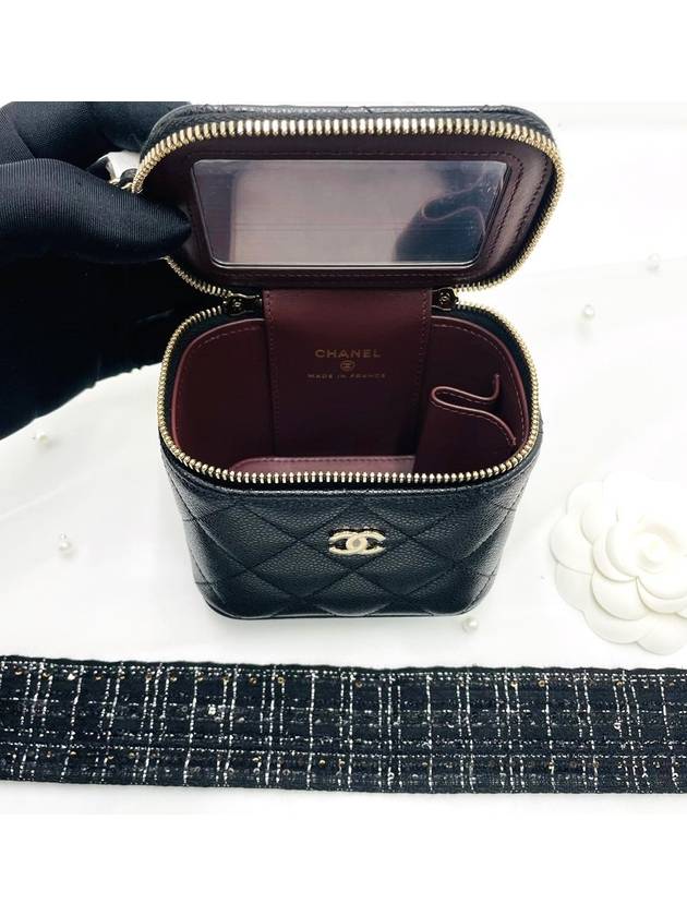 Classic CC logo vanity square cosmetic bag caviar black cross gold AP1340 - CHANEL - BALAAN 5