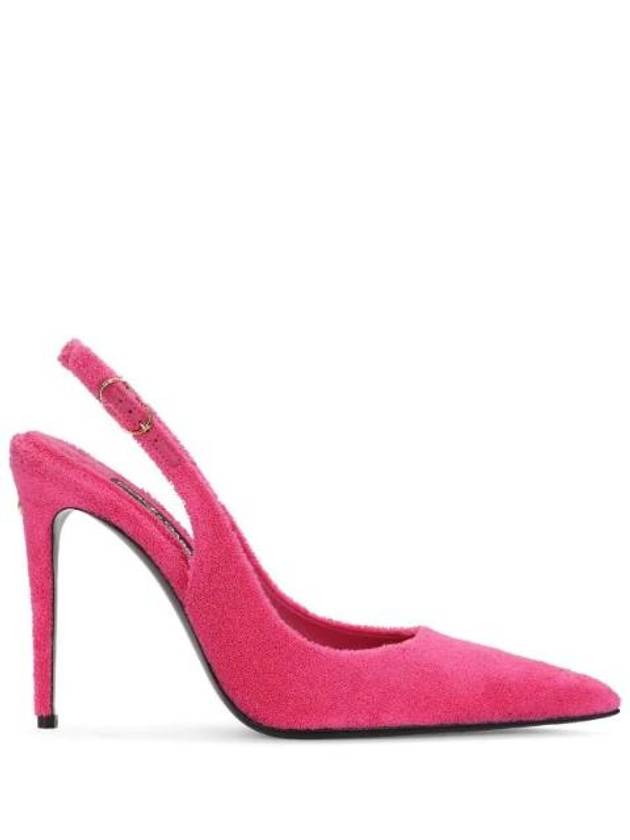 Logo Fleece Slingback Heel Pink - DOLCE&GABBANA - BALAAN 1