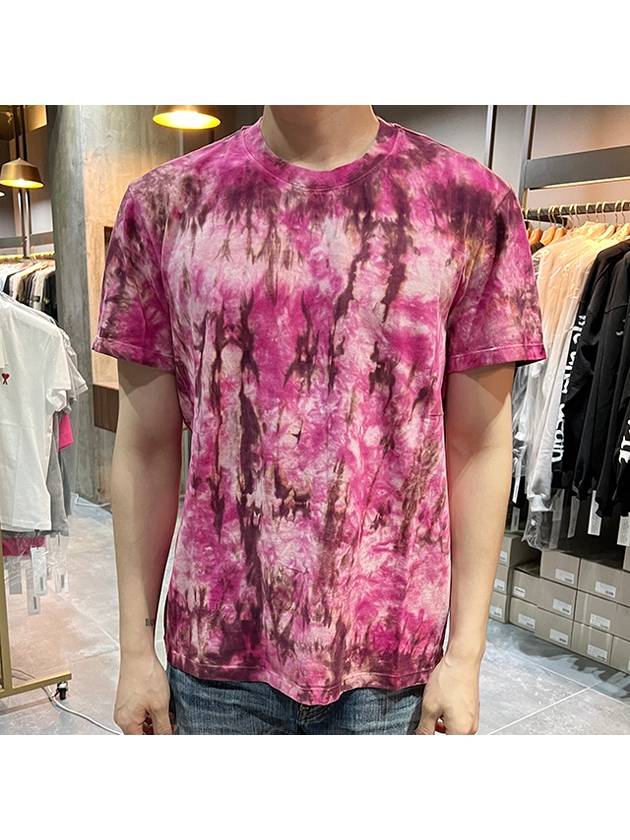 Tie Dye Printed Short Sleeve T-Shirt Pink - AMI - BALAAN 3