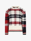 Tartan Check Jacquard Wool Mohair Knit Top Red Beige - THOM BROWNE - BALAAN 3