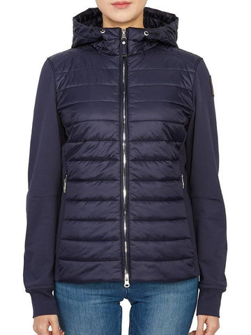 Women's Zipper Side Padded Hooded Jacket Navy - PARAJUMPERS - BALAAN 1