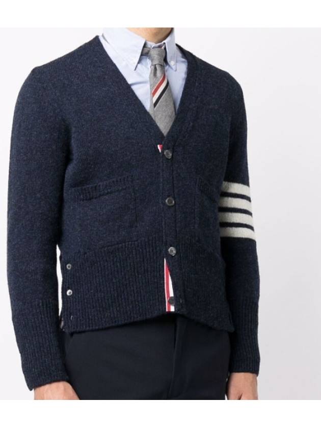 Men's Stitch Classic Shetland V-Neck Wool Cardigan Navy - THOM BROWNE - BALAAN 4