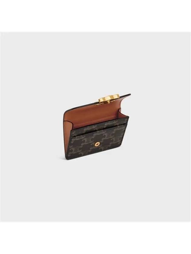 Triomphe Canvas Flap Card Holder Tan Brown - CELINE - BALAAN 5