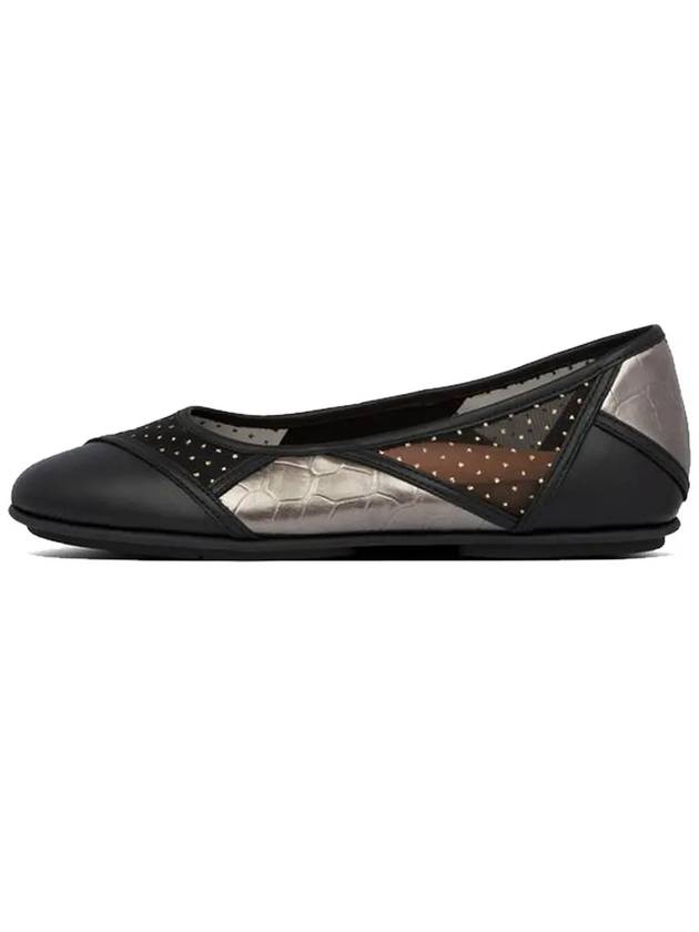 Allegro Art Deco Ballerina Black Mix Patchwork Women's Flat Shoes - FITFLOP - BALAAN 3