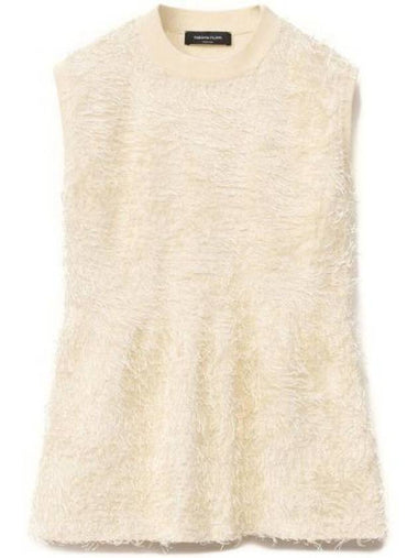 Frayed Effect Knit Vest Beige - FABIANA FILIPPI - BALAAN 1