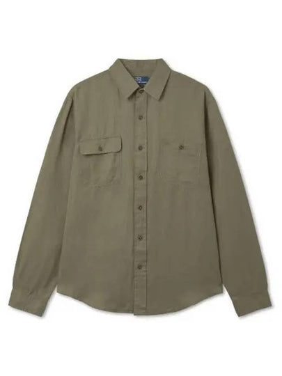 Classic fit linen silk twill workshirt green - POLO RALPH LAUREN - BALAAN 2