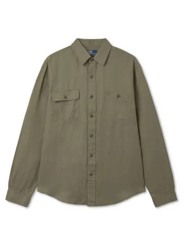 Classic fit linen silk twill workshirt green - POLO RALPH LAUREN - BALAAN 1