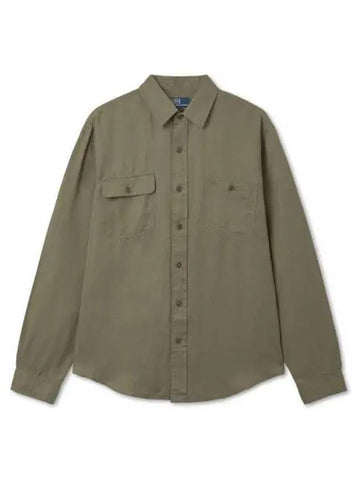 30 points paid Classic Fit Linen Silk Twill Workshirt Green - POLO RALPH LAUREN - BALAAN 1