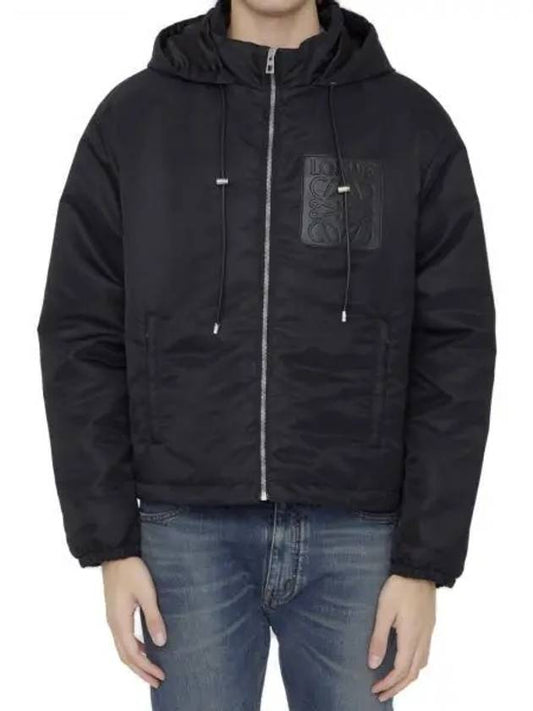 Anagram Drawstring Padded Hooded Jacket Black - LOEWE - BALAAN 2