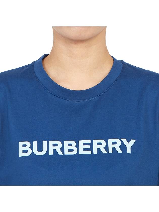 Logo Print Detail Short Sleeve T-Shirt Blue - BURBERRY - BALAAN 9