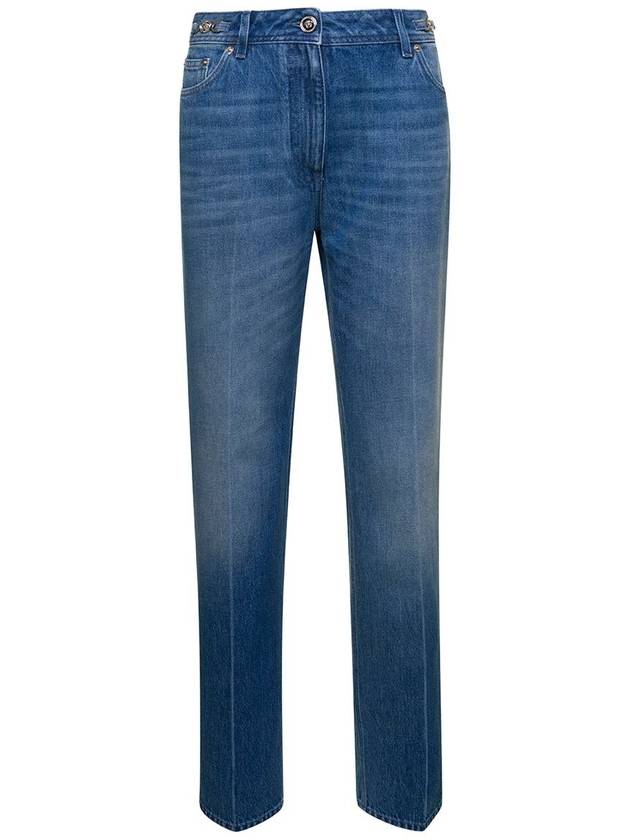 Women's Boyfriend Cotton Straight Jeans Blue - VERSACE - BALAAN 2