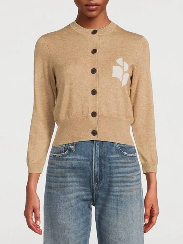 Newton Intarsia Logo Crop Cardigan CA0040FAA1X05E - ISABEL MARANT ETOILE - BALAAN 3