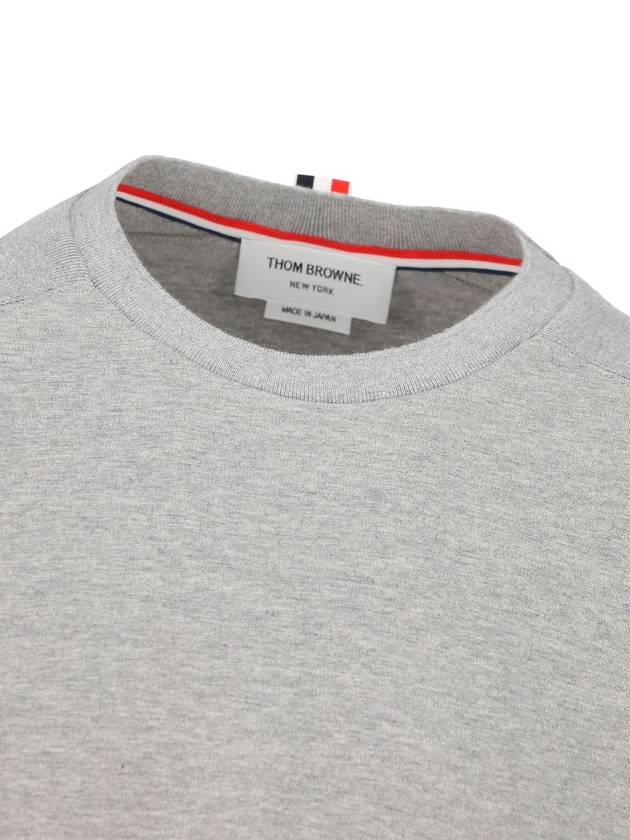 4-Bar Striped Cotton Short Sleeve T-Shirt Light Grey - THOM BROWNE - BALAAN 4