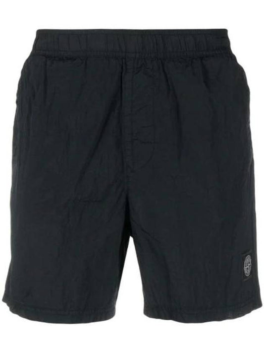 Men's Logo Patch Nylon Swim Shorts Navy - STONE ISLAND - BALAAN.