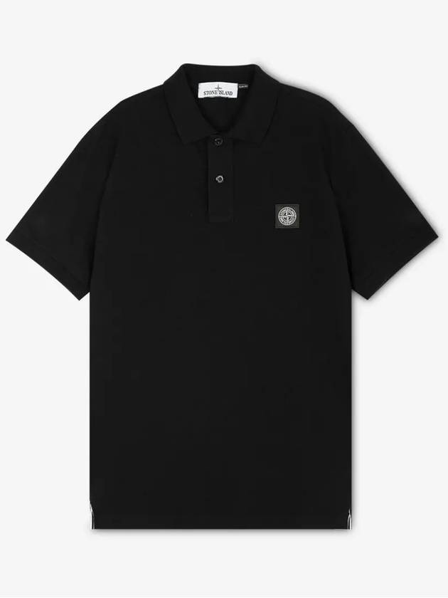 Logo Patch Polo Shirt Black - STONE ISLAND - BALAAN 3