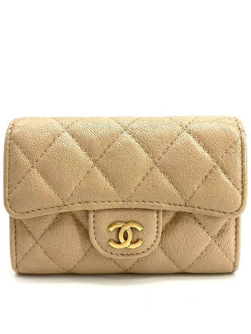 Caviar gold flap card wallet beige - CHANEL - BALAAN 1