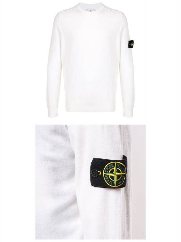 Stretch Wool Crewneck Knit Top White - STONE ISLAND - BALAAN 5