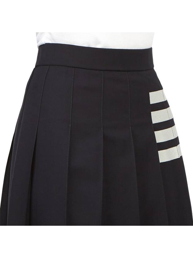 4 Bar Logo Plain Weave Wool Pleated Skirt Navy - THOM BROWNE - BALAAN 11