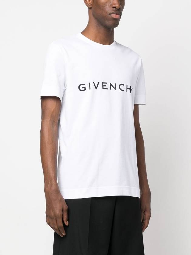 Archetype Logo Print Slim Fit Cotton Short Sleeve T-Shirt White - GIVENCHY - BALAAN 4