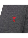 Red Heart Logo Merino Wool Cardigan Heather Grey - AMI - BALAAN 11