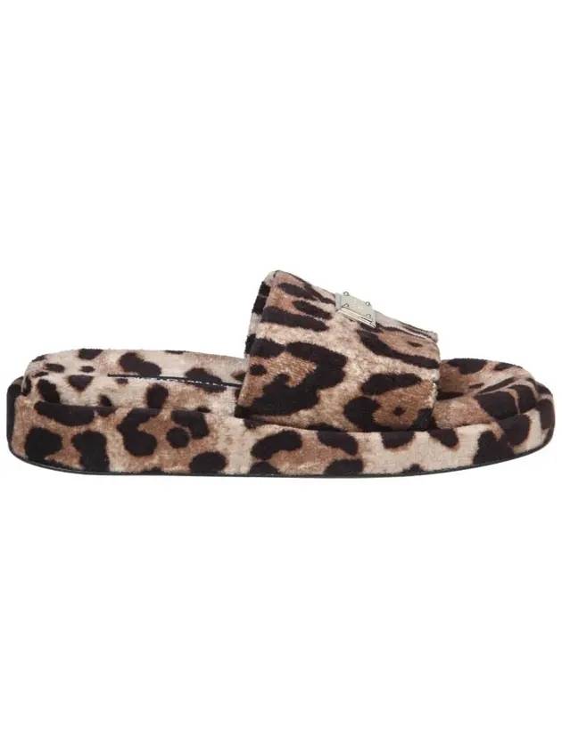 Leopard Print Fleece Slippers Brown - DOLCE&GABBANA - BALAAN 1