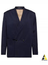 Striped Tailored Kimono Cotton Jacket Navy - KENZO - BALAAN 2