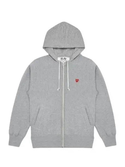 Small Red Heart Waffen Zip Up Hoodie Grey - COMME DES GARCONS - BALAAN 2