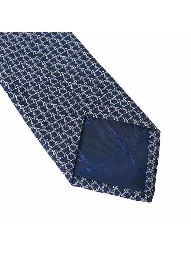 Gancini Pattern Silk Neck Tie Navy - SALVATORE FERRAGAMO - BALAAN 7