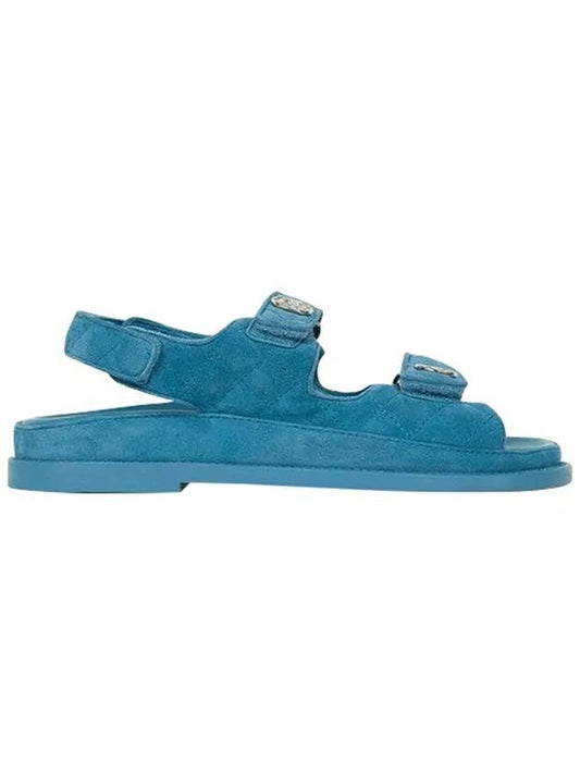 Women CC Velcro Strap Sandals Blue - CHANEL - BALAAN.
