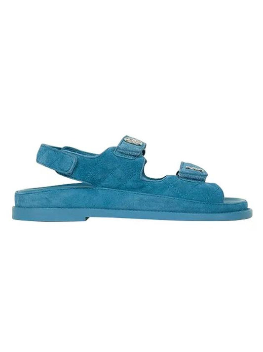 Women CC Velcro Strap Sandals Blue - CHANEL - BALAAN 1