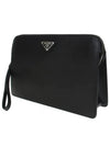 Triangle Logo Saffiano Leather Clutch Bag Black - PRADA - BALAAN 3