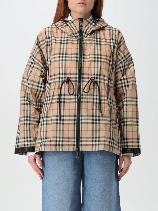 Women's Back-tone Check Zip-up Hooded Jacket Beige - BURBERRY - BALAAN 2