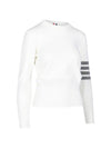 Milano Stitch Crewneck 4-Bar Cotton Crepe Knit Top White - THOM BROWNE - BALAAN 3