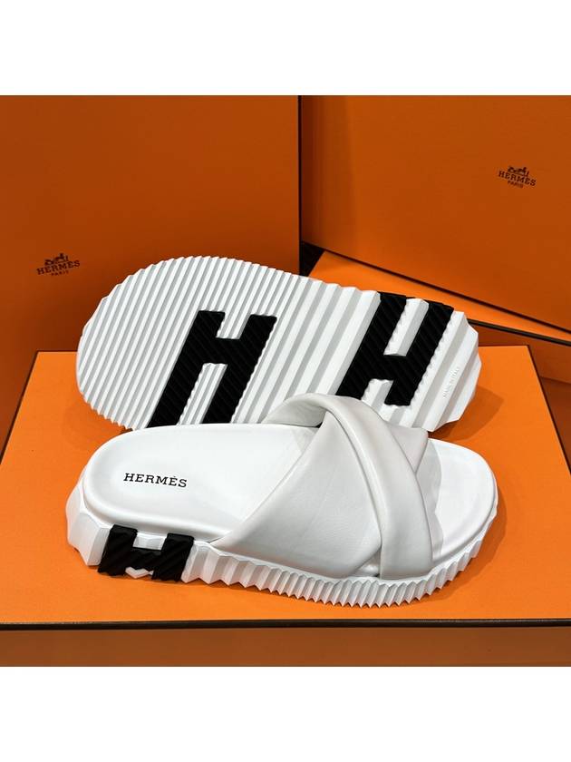 Women's Infra Sandals Calfskin White H Black - HERMES - BALAAN 9