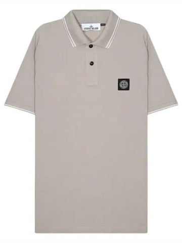 Logo patch striped polo t shirt collar - STONE ISLAND - BALAAN 1