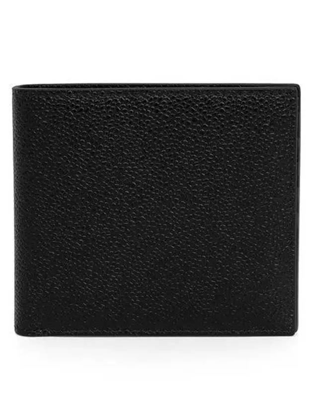 Pebble Grain Leather Half Wallet Black - THOM BROWNE - BALAAN 2