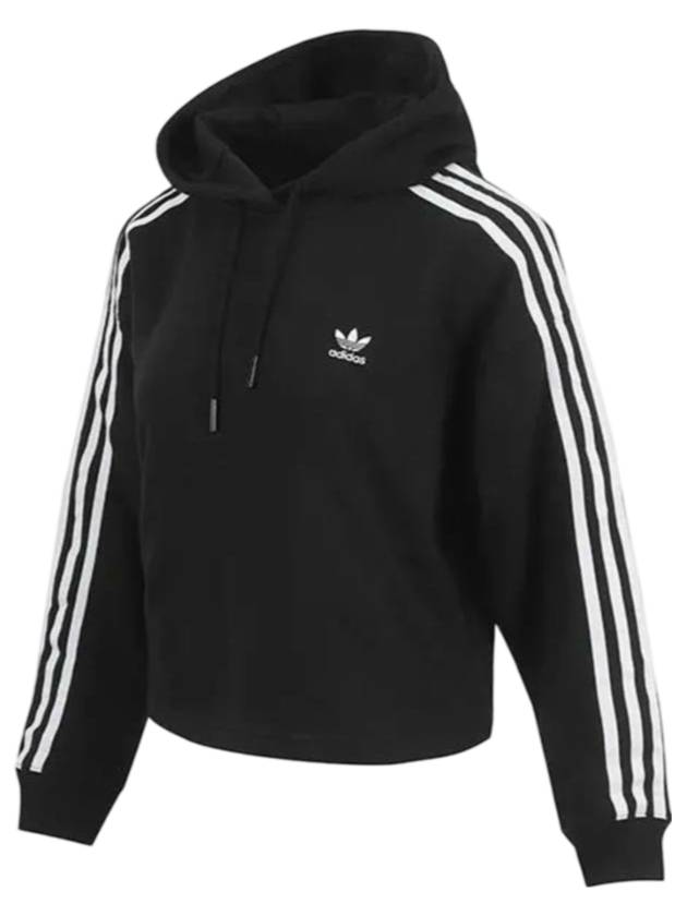 Adicolor 3 Stripe Short Hoodie Black - ADIDAS - BALAAN 1