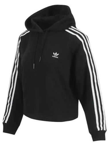 Adicolor 3 Stripe Short Hooded Top Black - ADIDAS - BALAAN 1